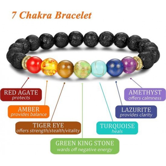 10 Pieces Lava Rock Chakra Bracelets Stress Relief Yoga Beads Aromatherapy Essential Oil Diffuser Elastic Bracelets For Women Men 10 Pieces Lava Rock Chakra Bracelets Stress Relief Yoga Beads Aromatherapy Essential Oil Diffuser Elastic Bracelets For Women Men